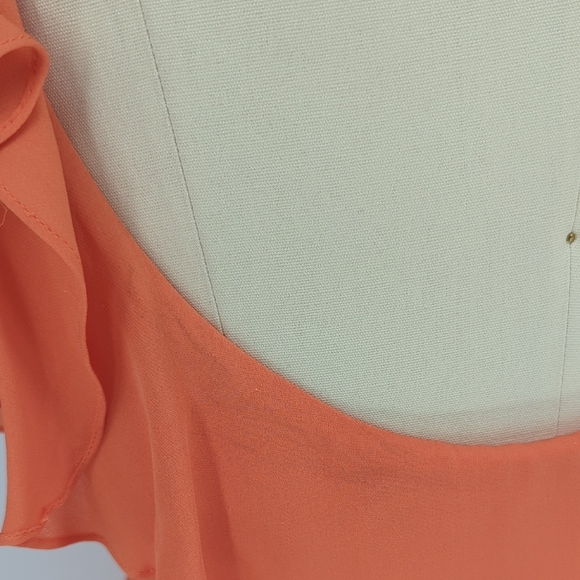 Women's Silk Ruffle Wrapped Maxi Dress Orange Size M/L - Picture 10 of 10